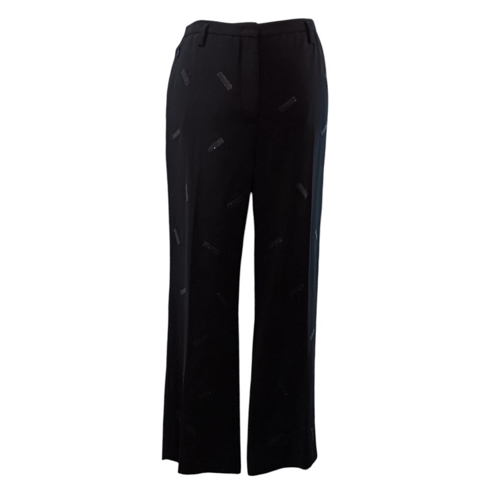 AKRIS Wide Leg Double Face Wool Pants 12 Ankle 33x26 Embellished Dressy‎ Career